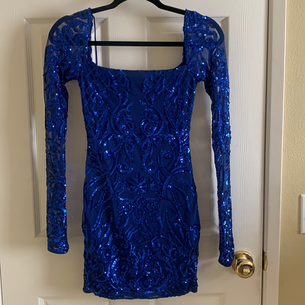 Lucy In The Sky royal blue sequin dress Small